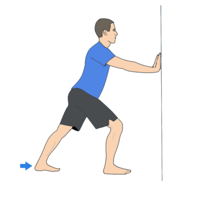 CALF STRETCHING IN STANDING WALL PUSH 
