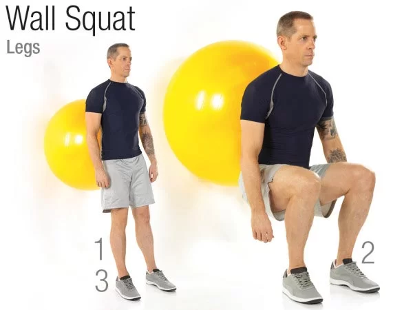 Wall squat with a ball