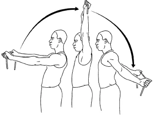 biceps stretch with use of tube