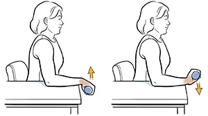 Wrist extensors strengthening with a dumbbell in pronation