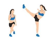 kick with curtsy lunge