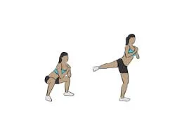 squat in to side leg lift