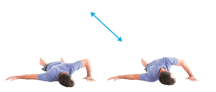 Laying flat while stretching the arms outward: horizontal abduction