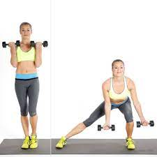 lateral lunge with biceps curl