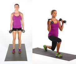 reverse lunge to balance with biceps curl
