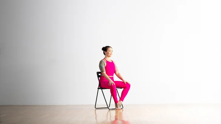 Woman Sitting On A Chair With Various Poses On White Stock Photo, Picture  and Royalty Free Image. Image 138465733.