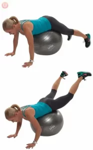 Prone hip extension on the stability ball