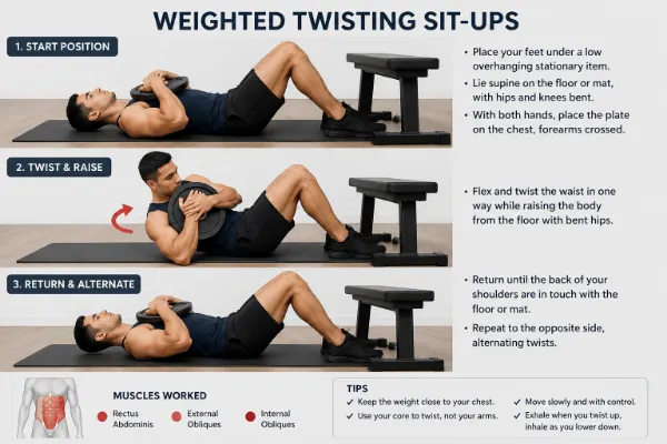 Weighted Twisting Sit-Ups